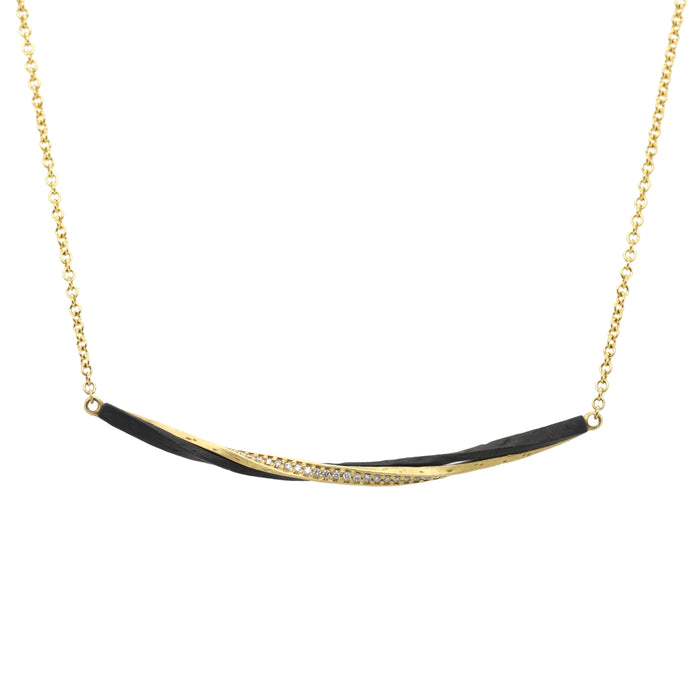 Eclipse Single Bar Necklace with Diamond in Yellow Gold and Cobalt Chrome