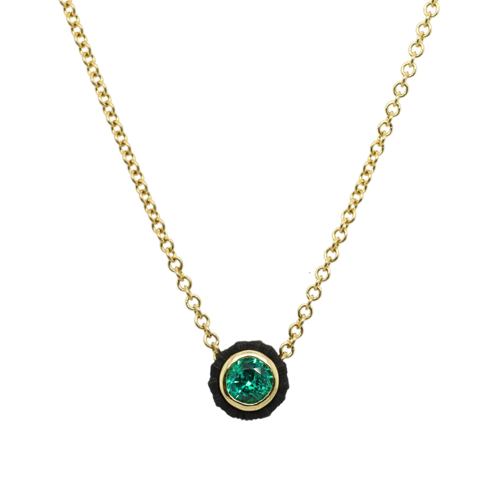 Chroma Single Stone Pendant with Emerald in Yellow Gold
