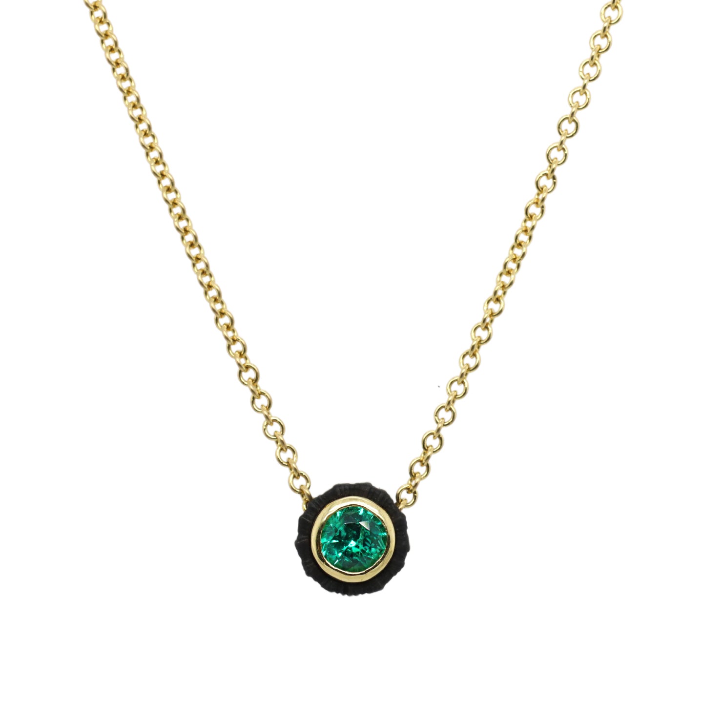 Chroma Single Stone Pendant with Emerald in Yellow Gold