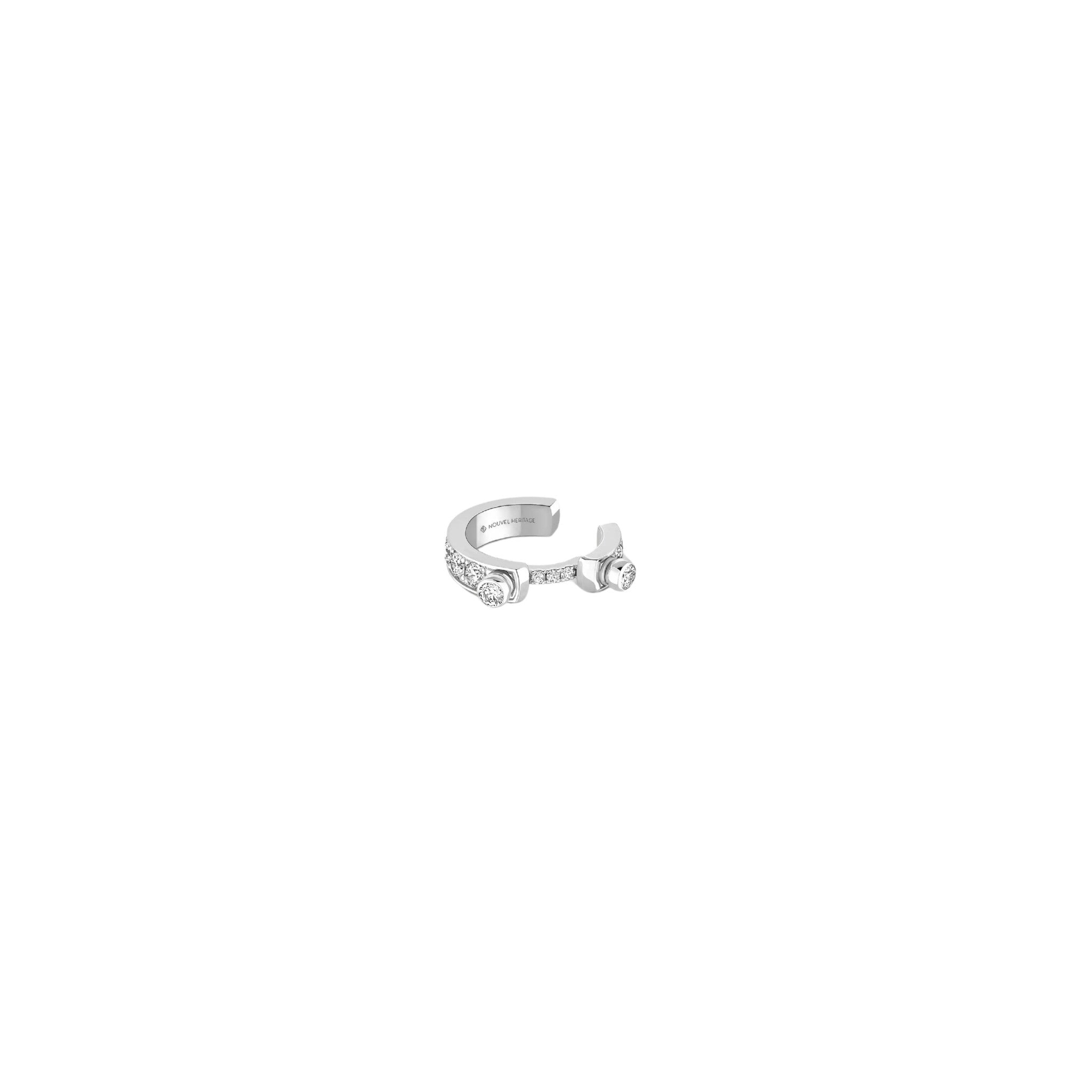 Eternity Tuxedo Ear Cuff in White Gold