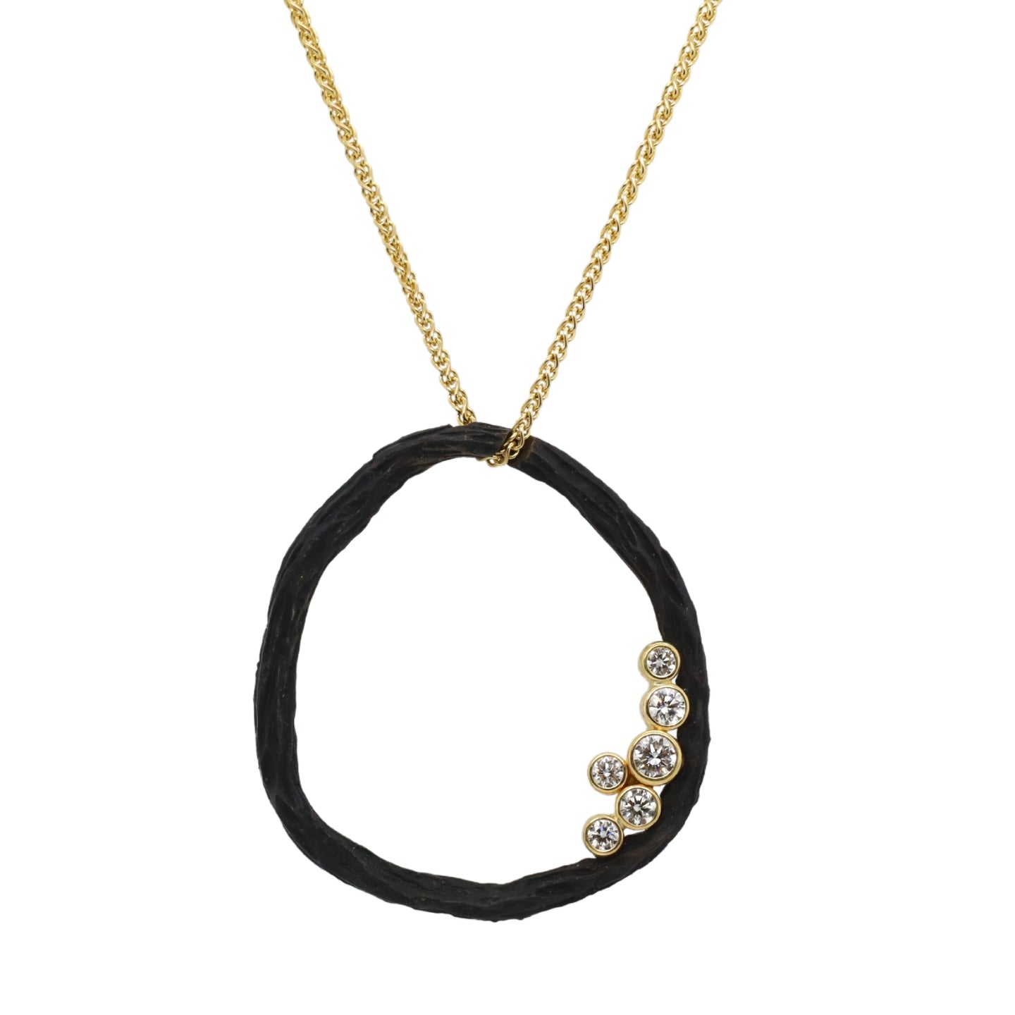 Pebble Medium White Diamond Circle Pendant in Cobalt Chrome