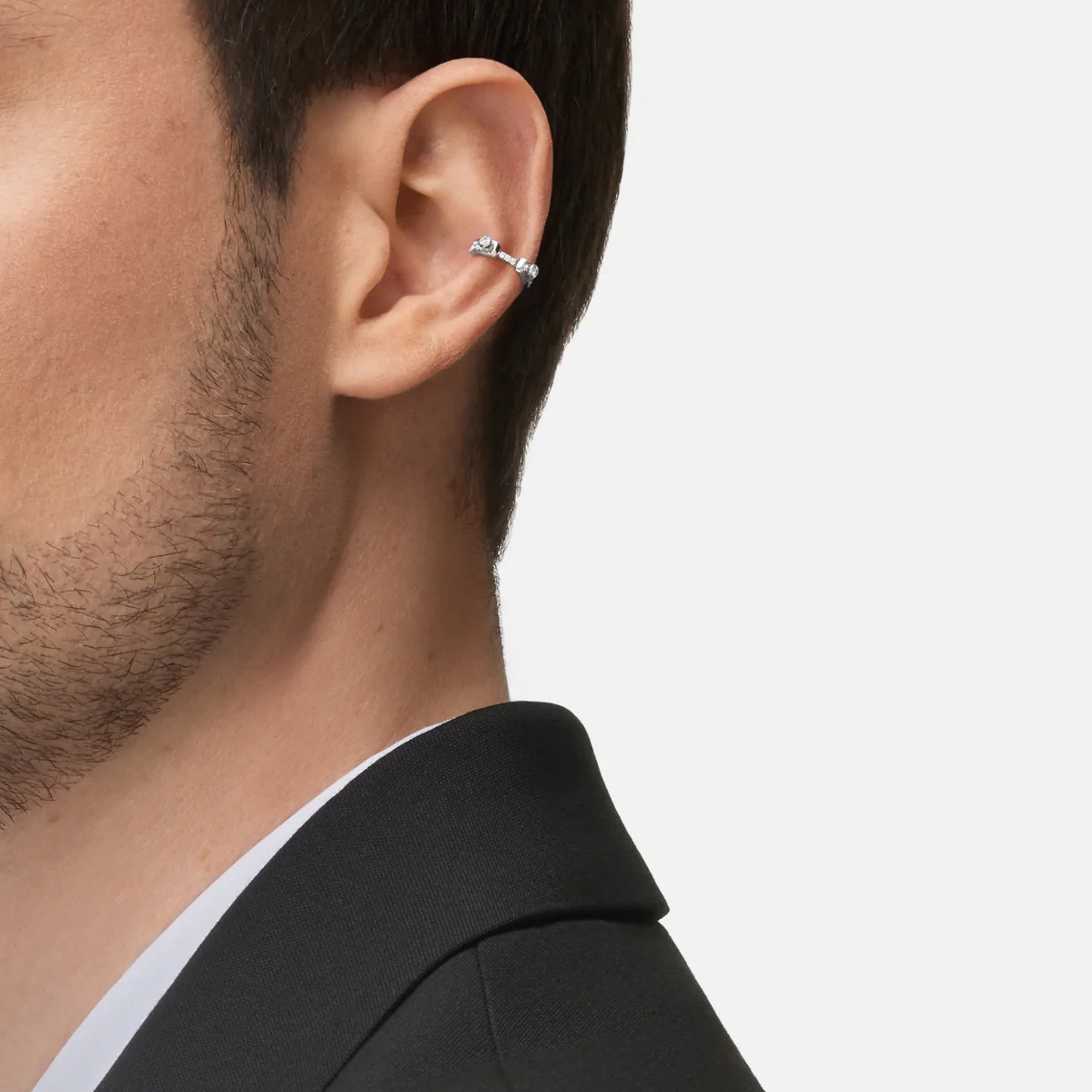 Eternity Tuxedo Ear Cuff in White Gold