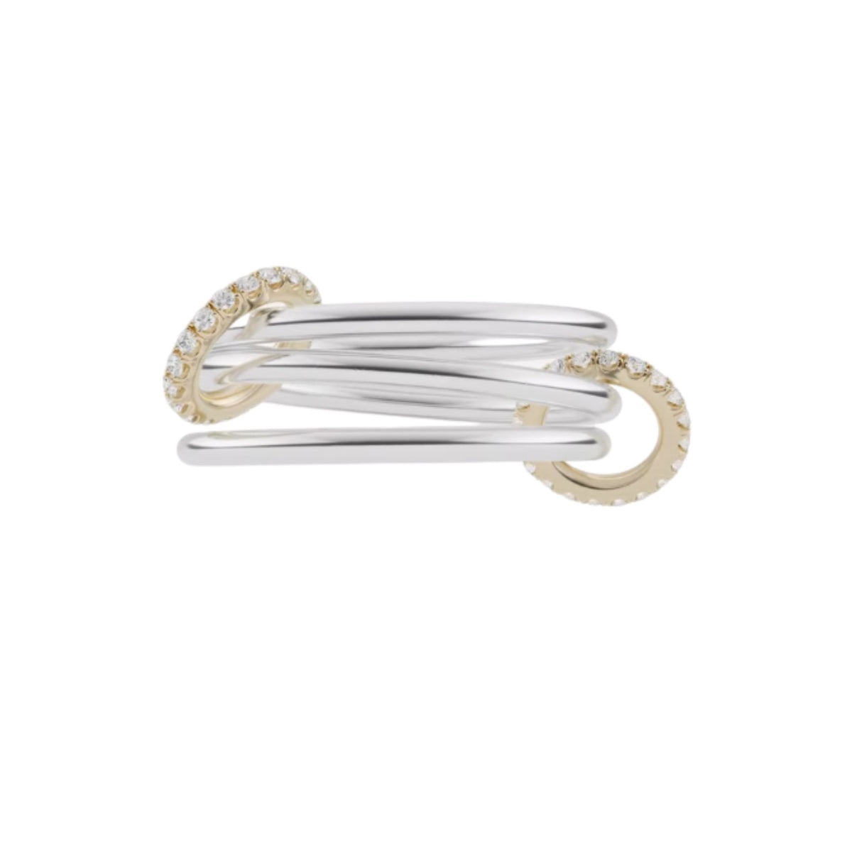 Solarium SG Pavé Stack in Sterling Silver and Yellow Gold