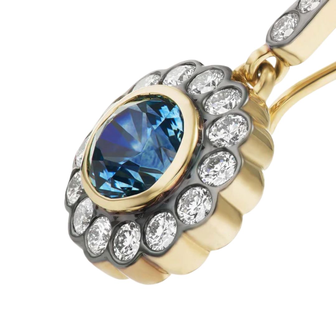 Montana Sapphire Alexandra Earrings in Yellow Gold
