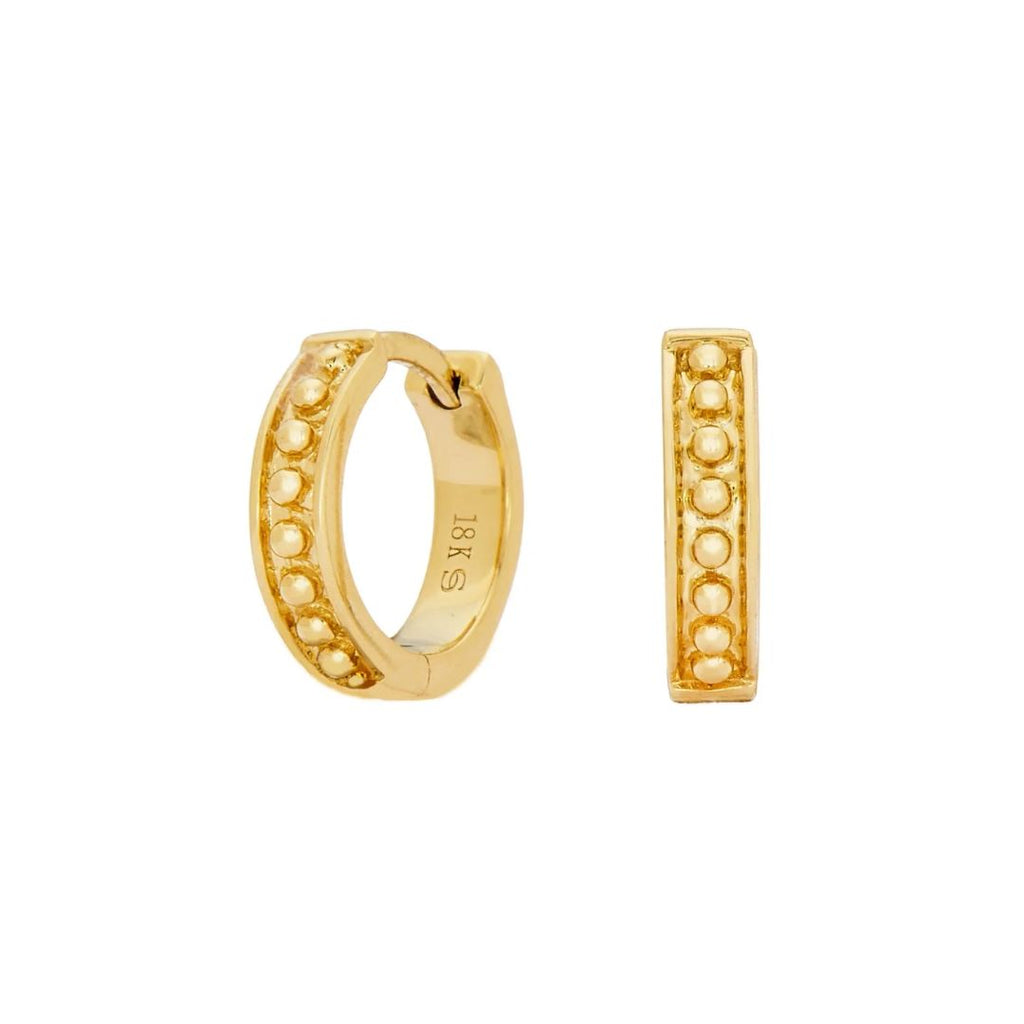 Channel Bead Huggies in Yellow Gold