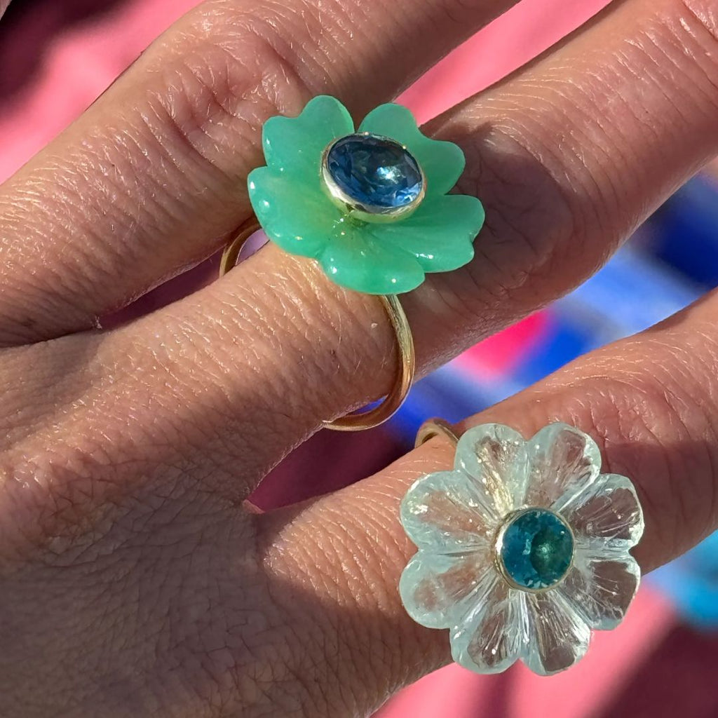 Signature Flower Medium Ring in Yellow Gold