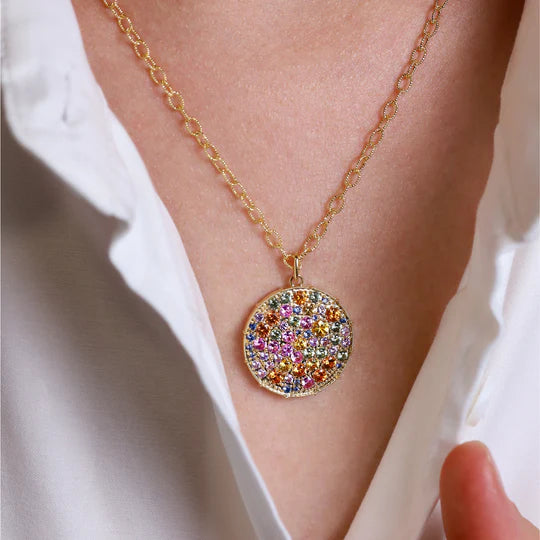 Confetti Disc Pendant in Yellow Gold