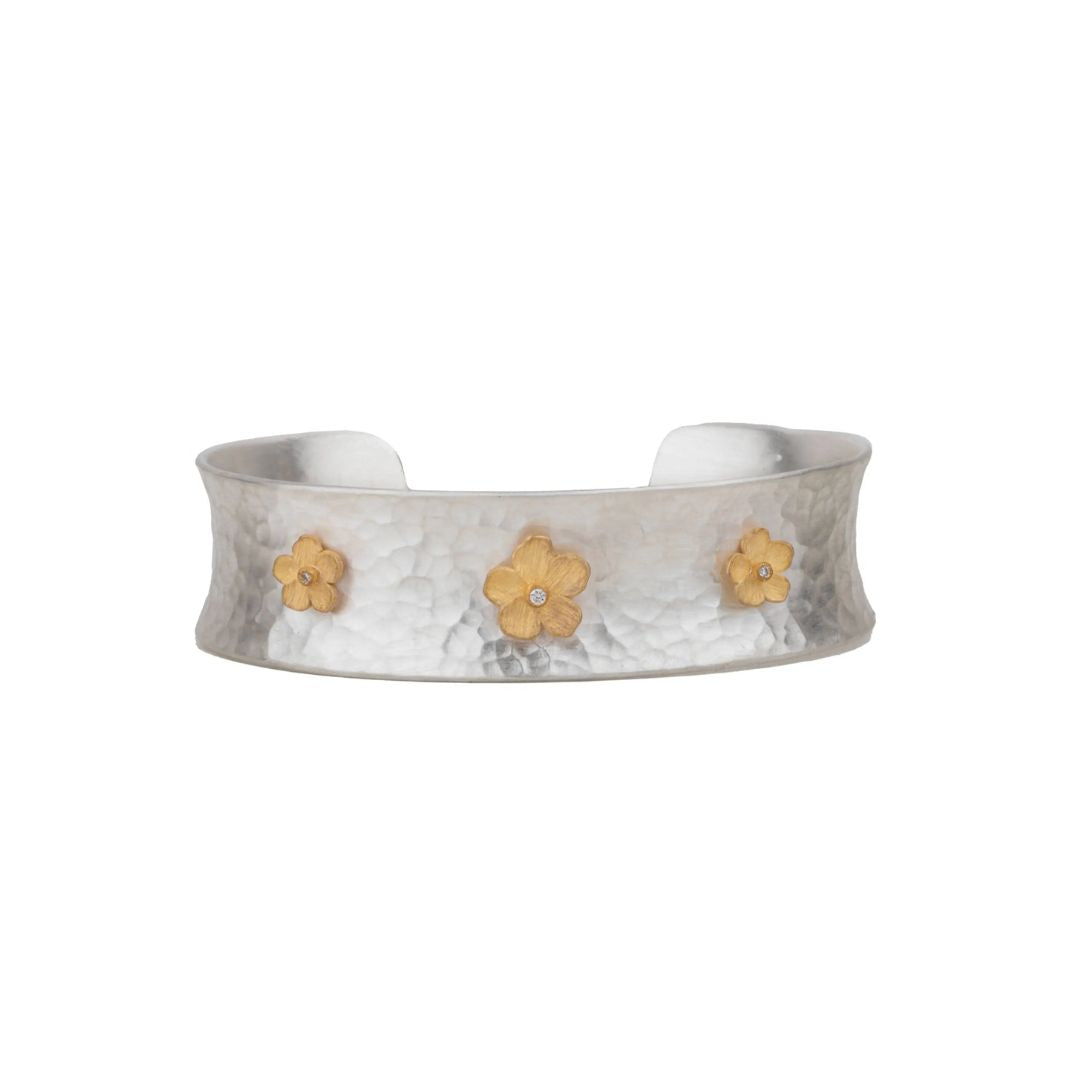 Buttercup Cuff in Sterling Silver and Yellow Gold