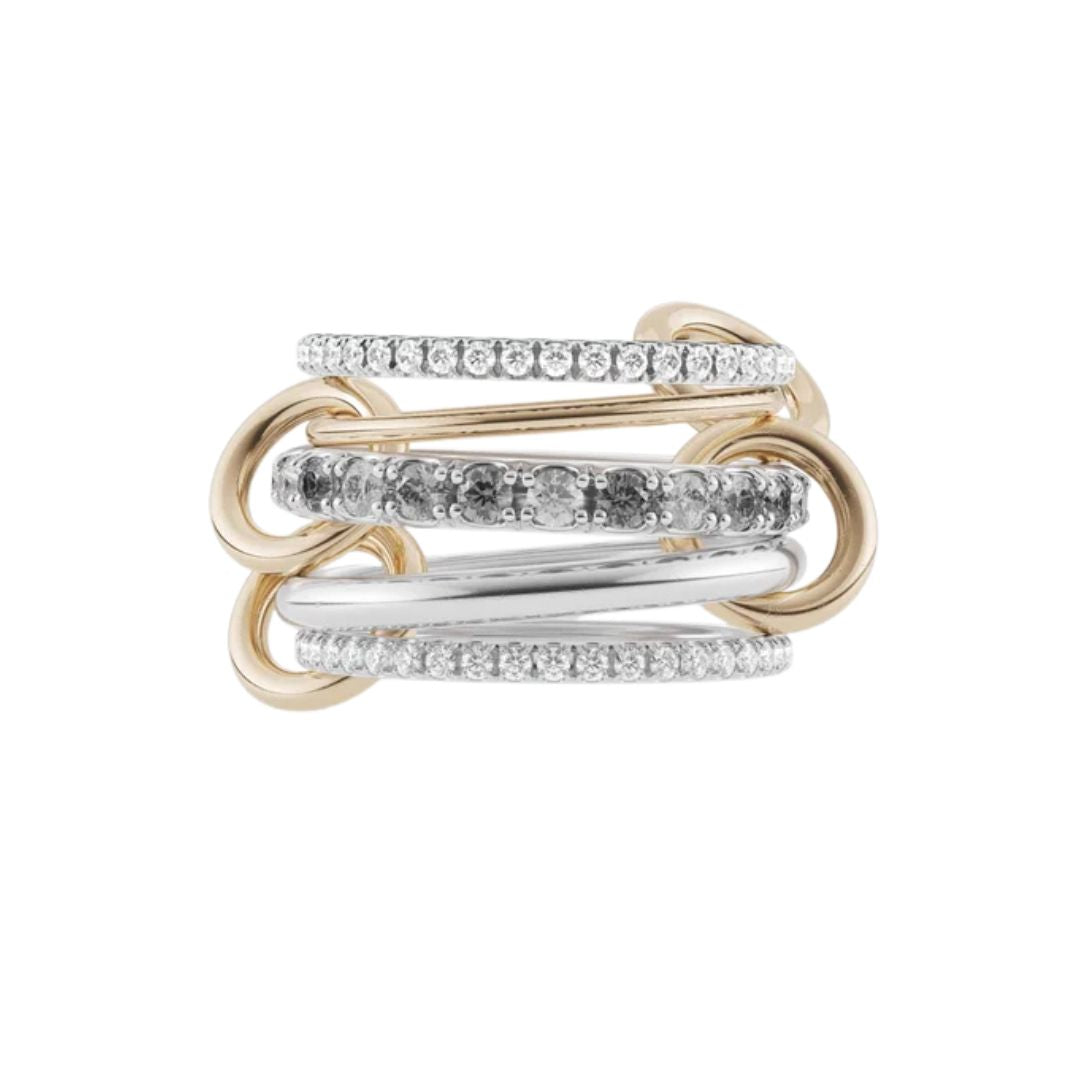 Aquarius SG Gris Stack in Sterling Silver and Yellow Gold