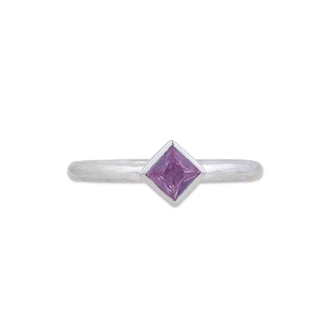 Prismic Pink Sapphire Ring in Sterling Silver