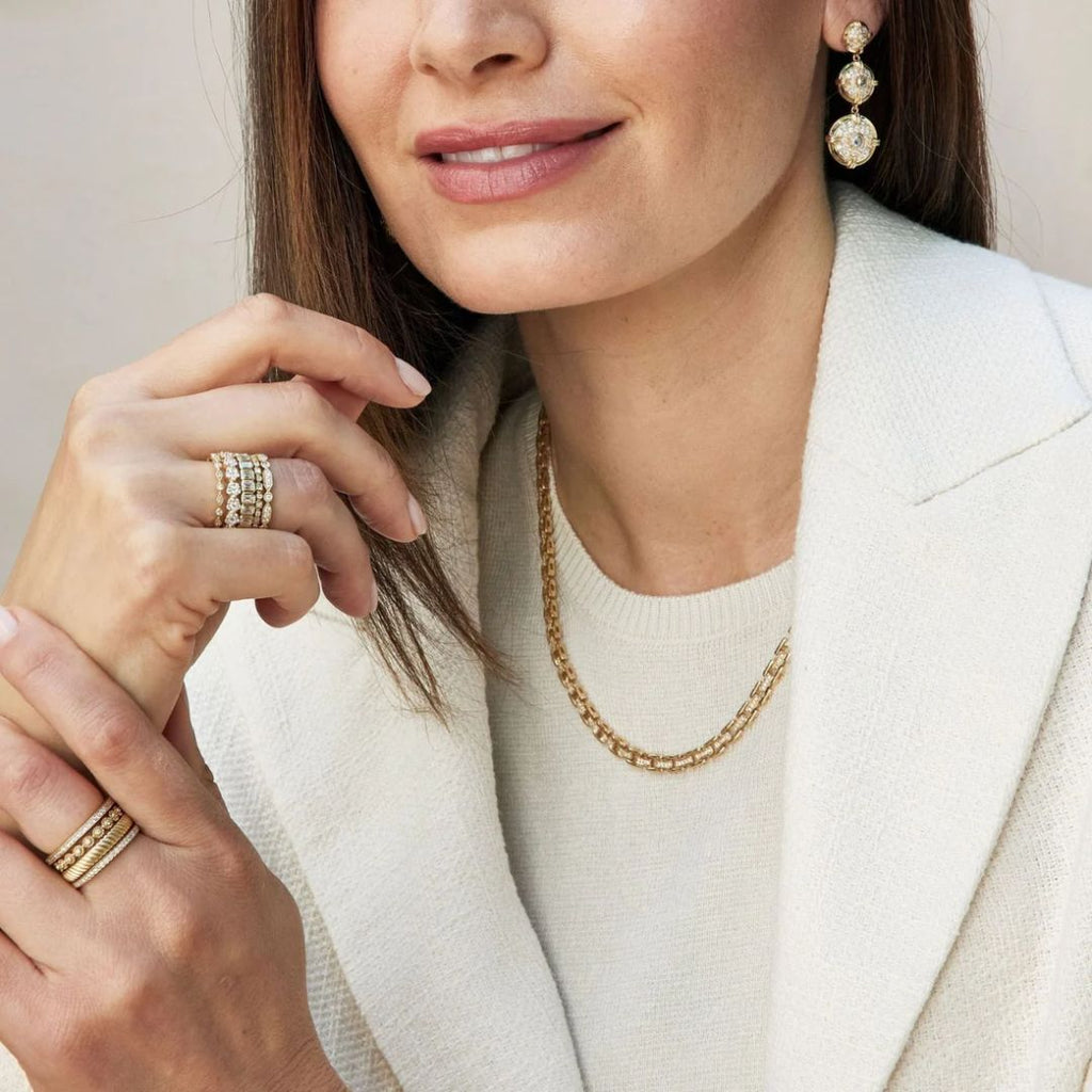 Cesta White Diamond Necklace in Yellow Gold