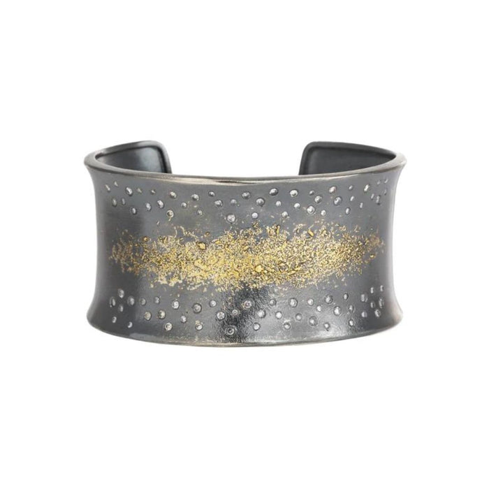 Breezy Bop Cuff in Oxidized Argentium Silver and Yellow Gold