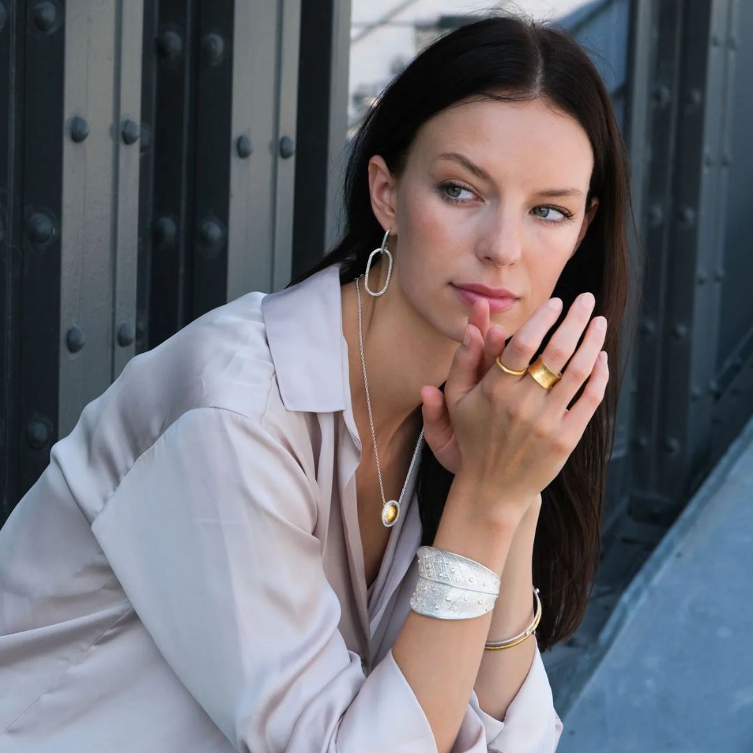 Reflections Necklace in Sterling Silver and Yellow Gold