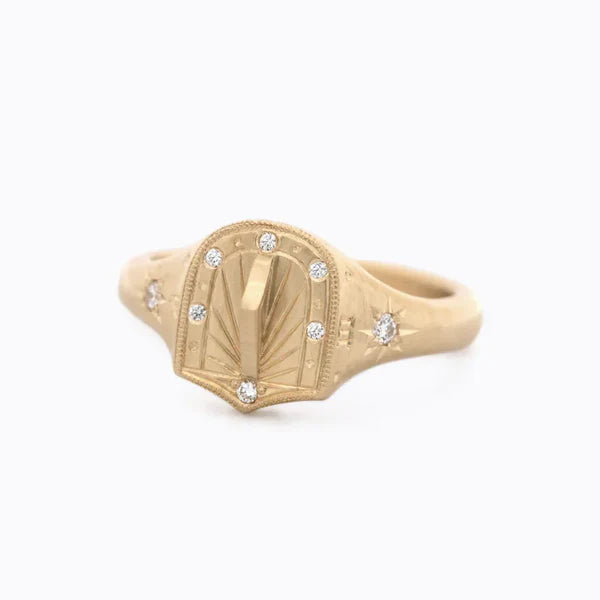 Sundial Signet Ring in Yellow Gold