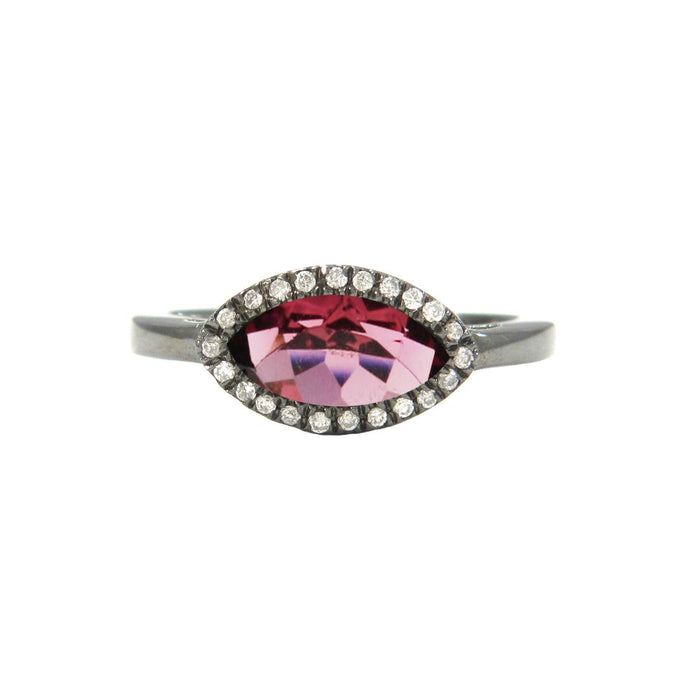 Pink Tourmaline Marquise Cut Ring in Sterling Silver