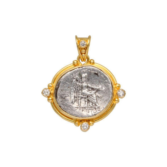 Head of Liber Coin Pendant in Yellow Gold
