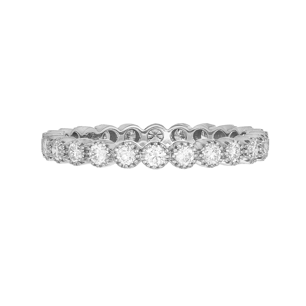 Bezel White Diamond Band in White Gold