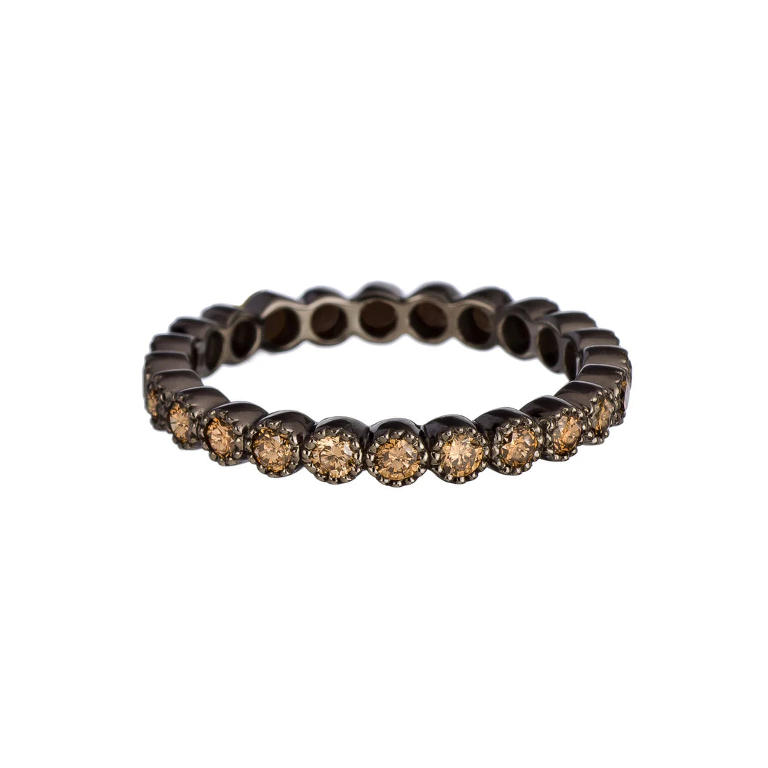 Bezel Champagne Diamond Band in Blackened Gold