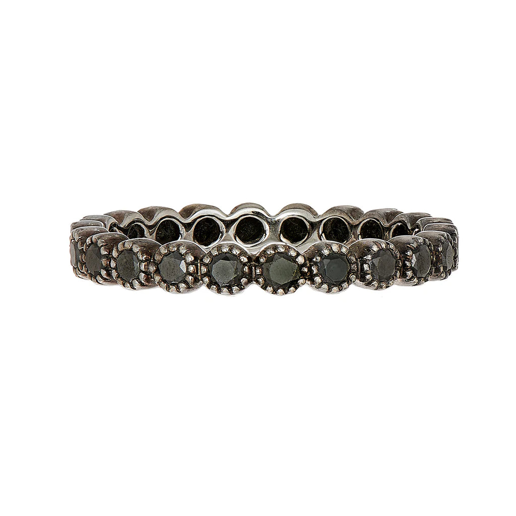 Bezel Black Diamond Band in Blackened Gold