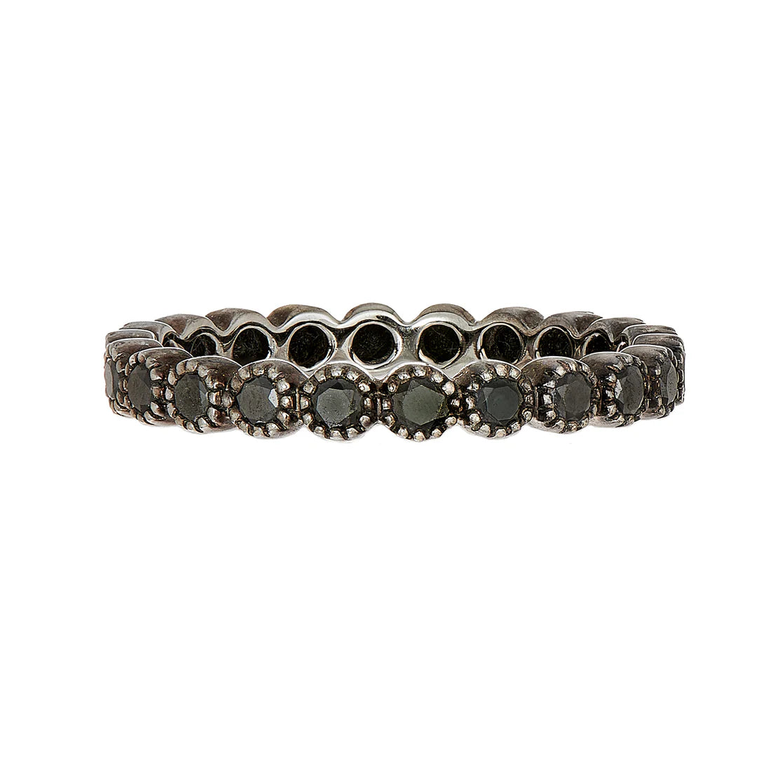 Bezel Black Diamond Band in Blackened Gold