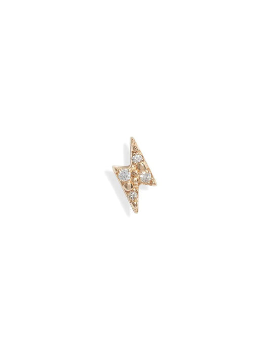Celestial Pave Lightning Bolt Single Stud in Yellow Gold