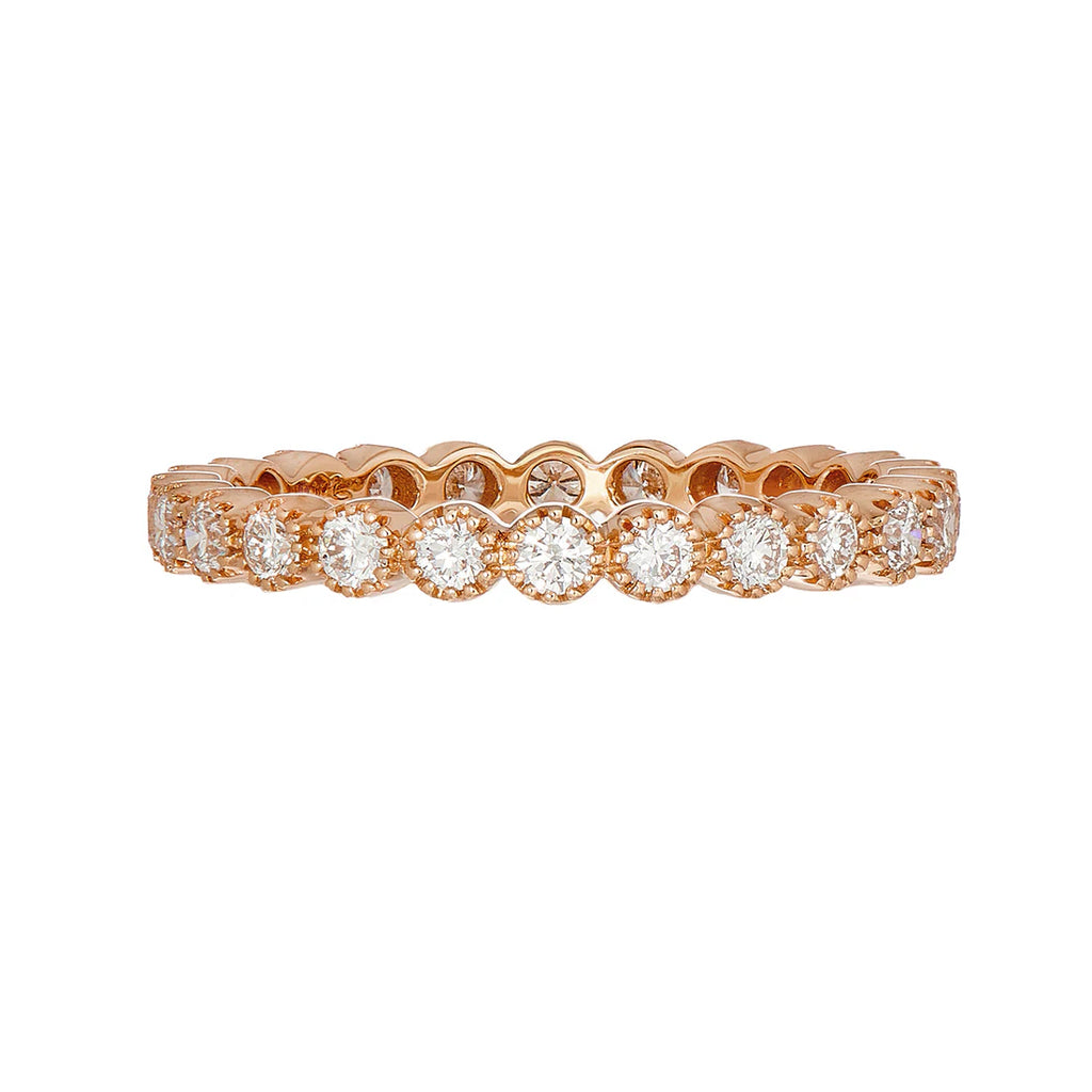 Bezel White Diamond Band in Rose Gold