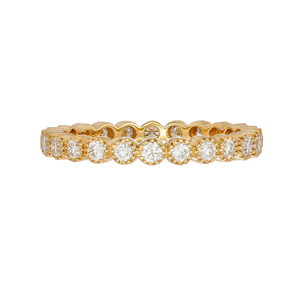 Bezel White Diamond Band in Yellow Gold