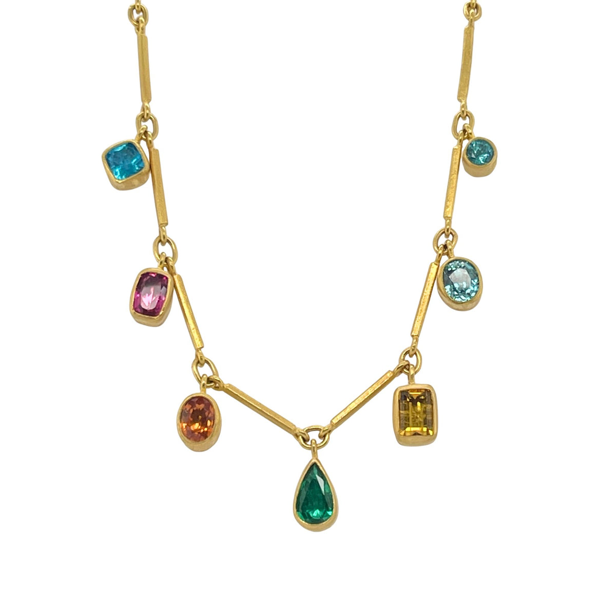 Gemstone Charm Necklace in Yellow Gold