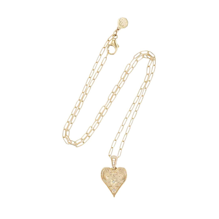 Small Southwestern Heart Charm in Yellow Gold