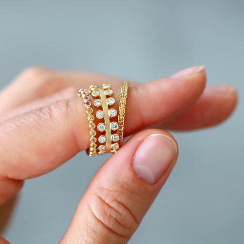 Mist White Diamond Band in Yellow Gold