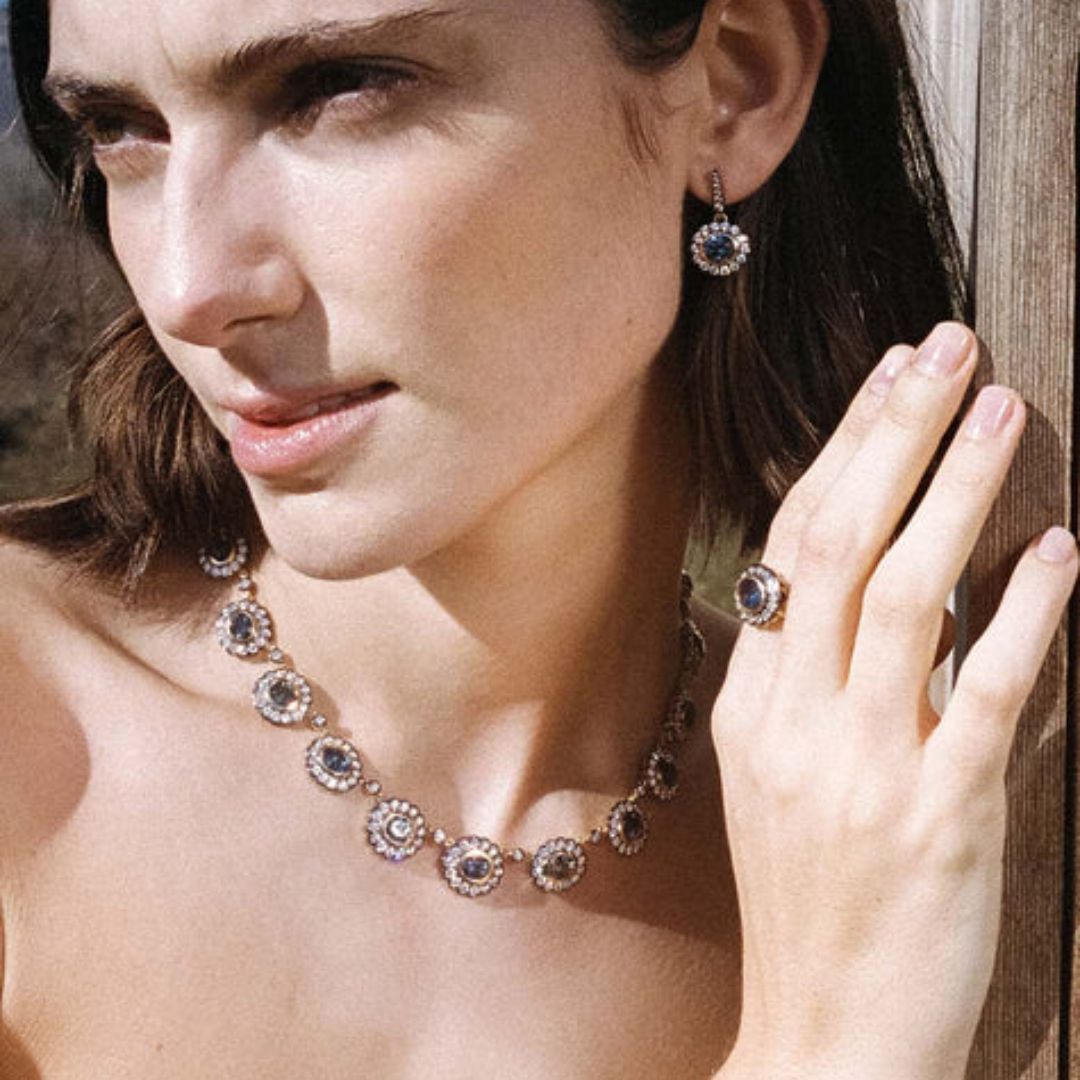 Montana Sapphire Alexandra Earrings in Yellow Gold