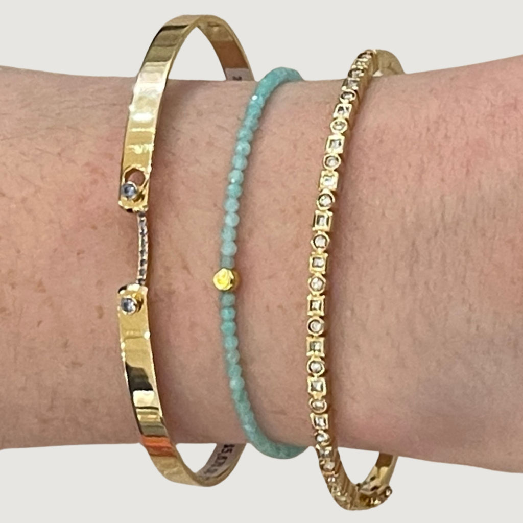 Chrysoprase Beaded Bracelet in Yellow Gold