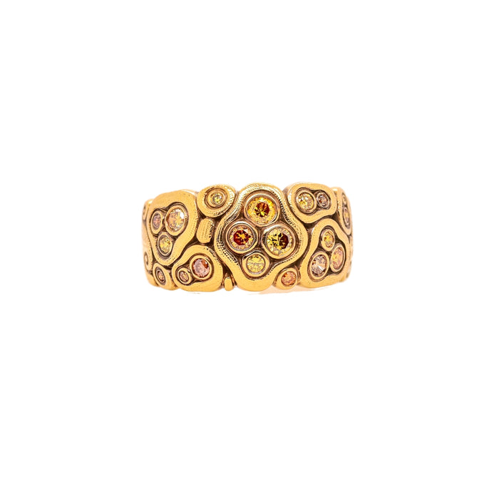 Swirling Water Natural Colored Diamond Band in Yellow Gold