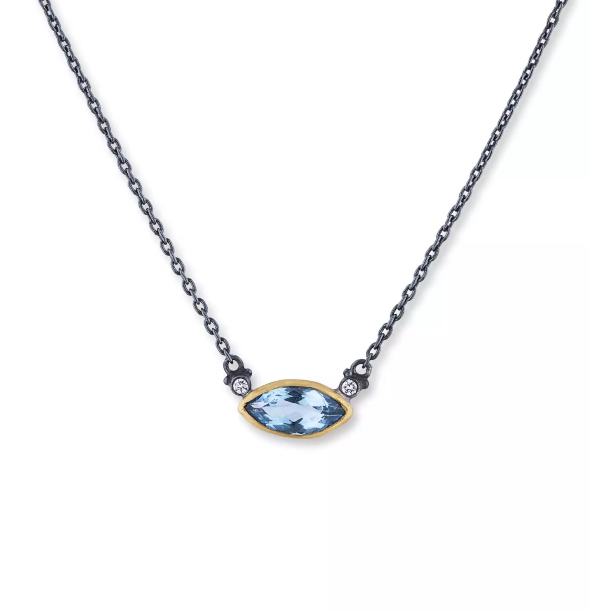 Thames Necklace in Oxidized Sterling Silver and Yellow Gold