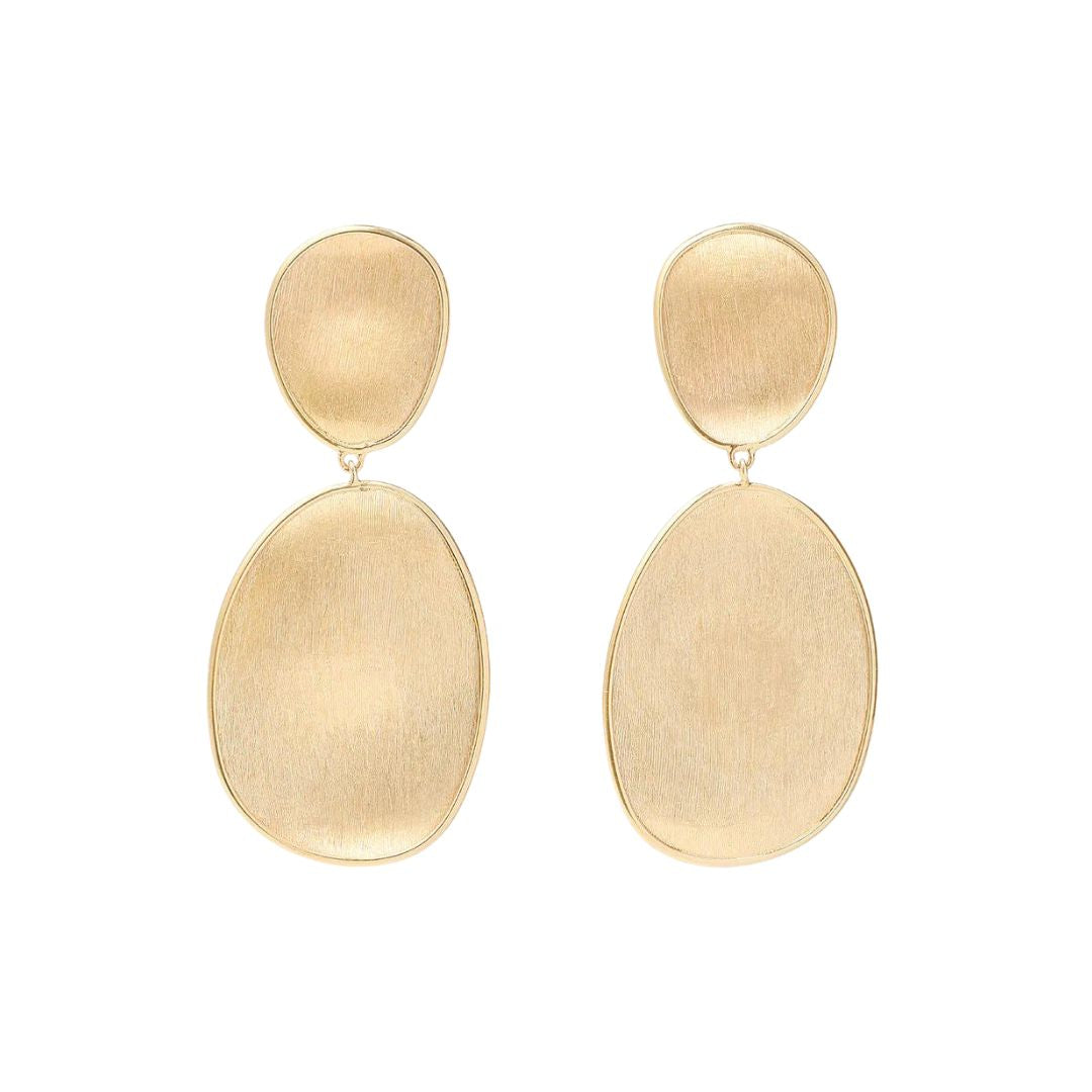 Lunaria Double Drop Earrings in Yellow Gold