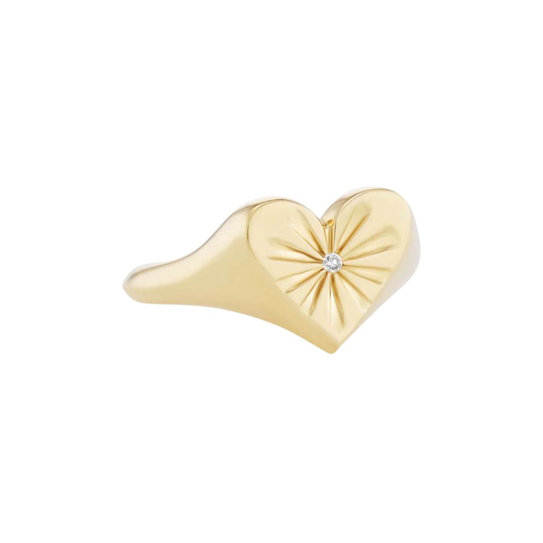 Heart Pinky Ring in Yellow Gold