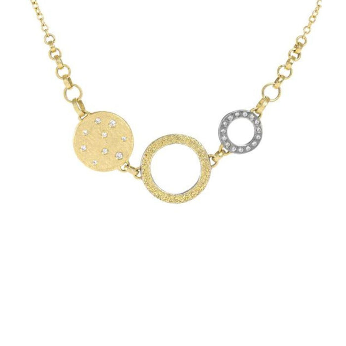 Scattered Diamond Everyday Necklace in Yellow Gold and Oxidized Argentium Silver