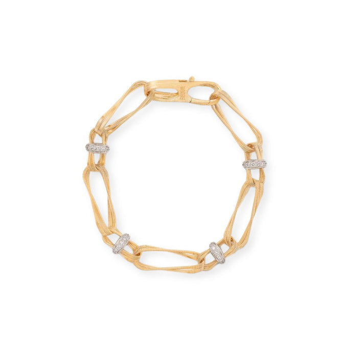 Marrakech Onde Twisted Coil Diamond Link Bracelet in Yellow Gold