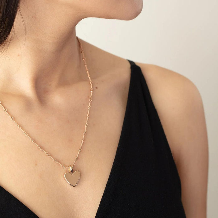 Small Classic Heart Necklace in Rose Gold