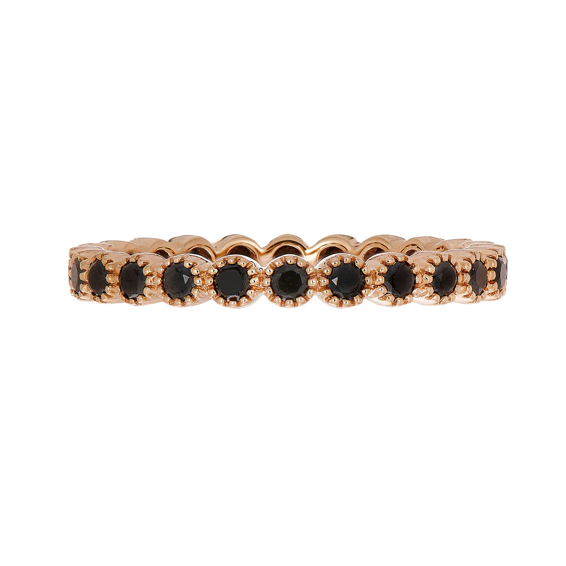 Bezel Black Diamond Band in Rose Gold