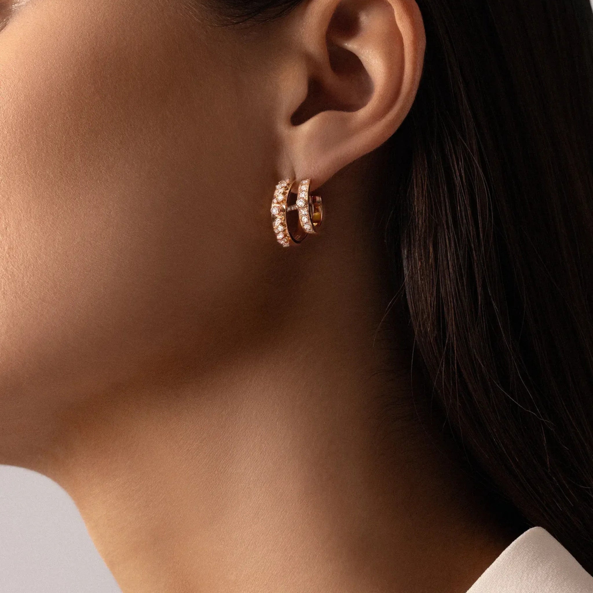 Under The Stars Tuxedo Hoops in Rose Gold