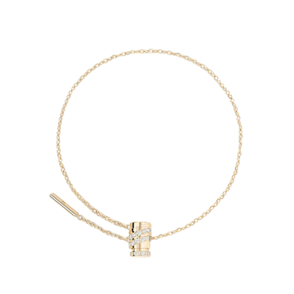 Paved Mini Latch Bracelet in Yellow Gold
