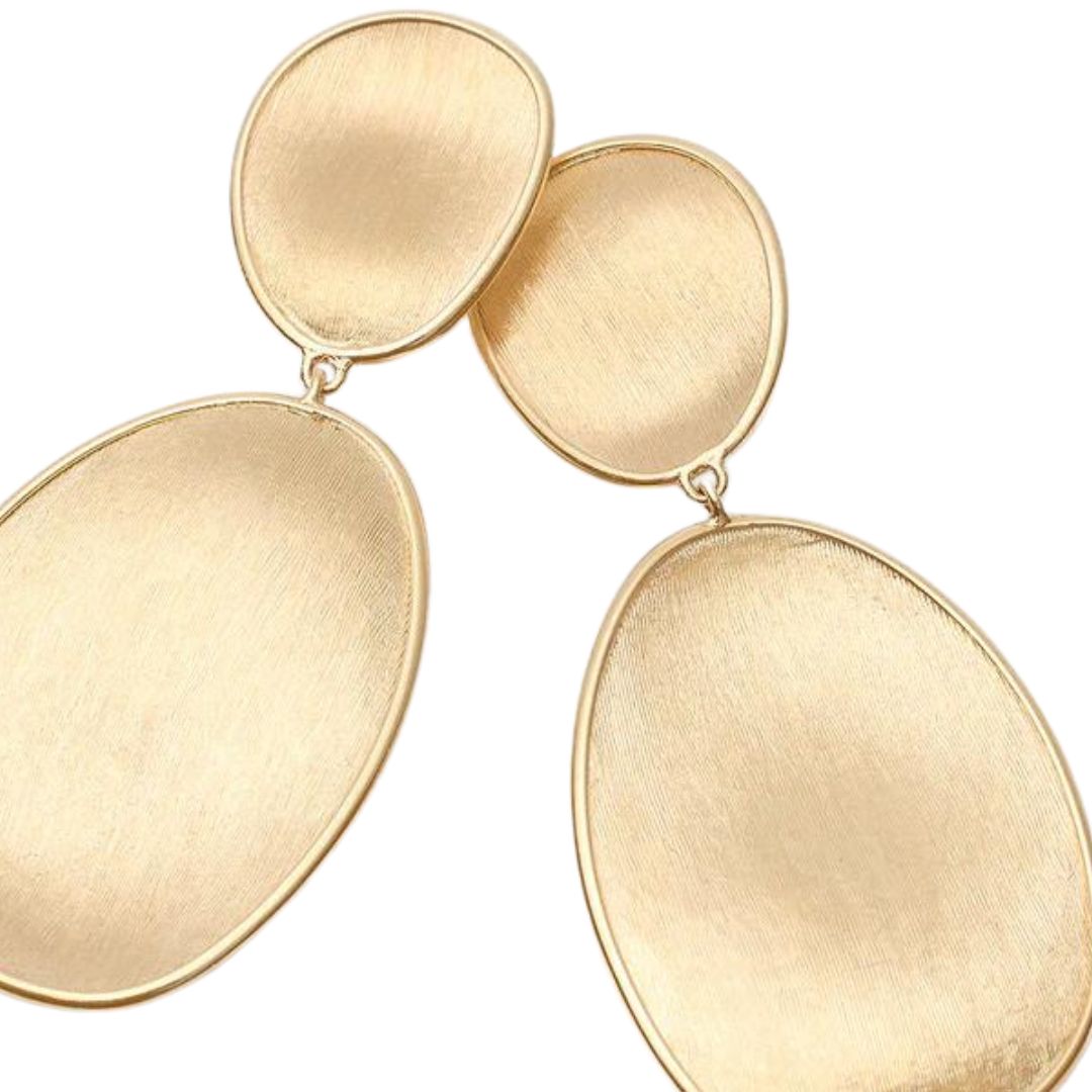 Lunaria Double Drop Earrings in Yellow Gold