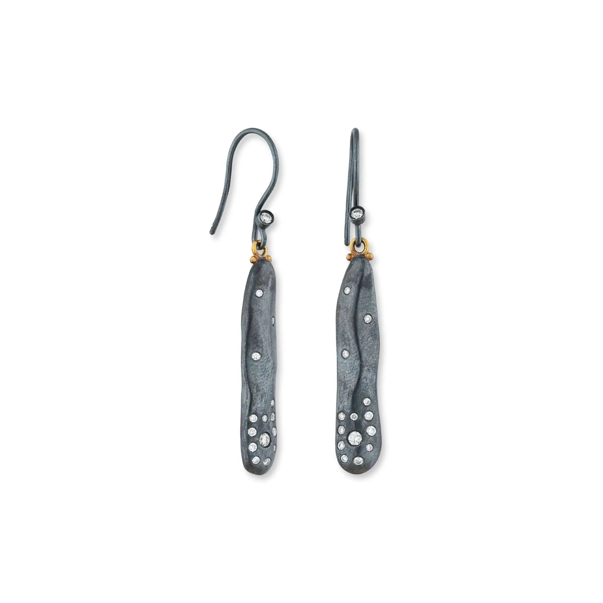 Brooke Earrings in Oxidized Sterling Silver and Yellow Gold