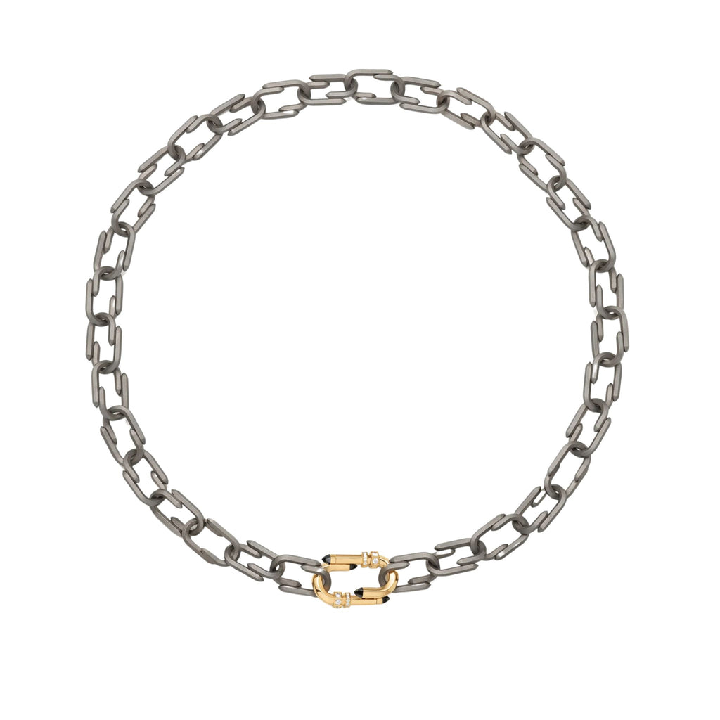Try Me Necklace in Titanium and Yellow Gold