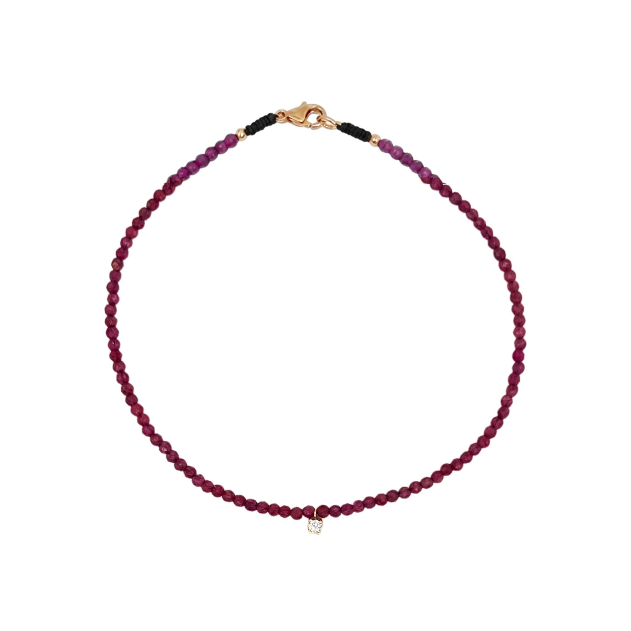 Ruby and Diamond Beaded Bracelet in Yellow Gold