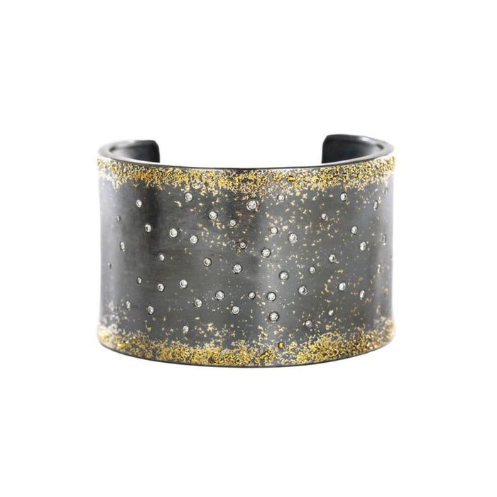 City Lights Cuff in Yellow Gold and Oxidized Argentium Silver