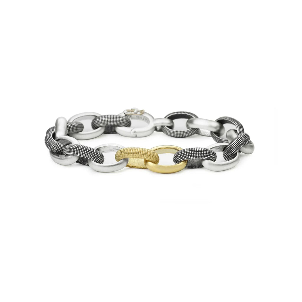 Linn Link Bracelet in Vintage Finish Sterling Silver and Yellow Gold