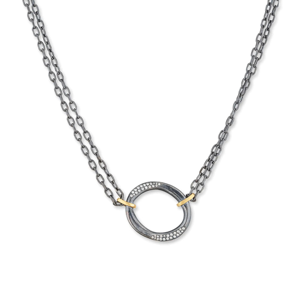 Orion Diamond Necklace in Oxidized Sterling Silver and Yellow Gold