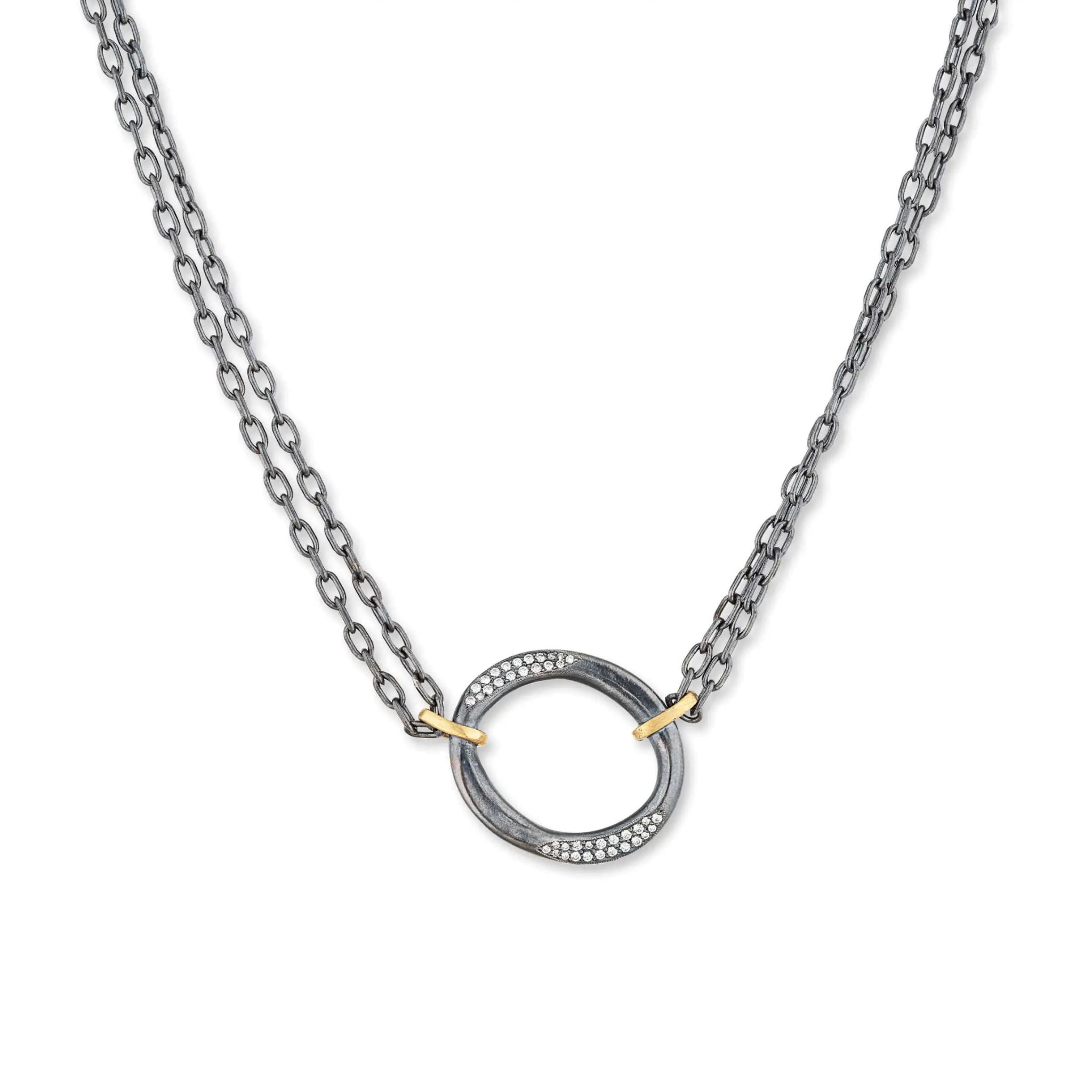 Orion Diamond Necklace in Oxidized Sterling Silver and Yellow Gold